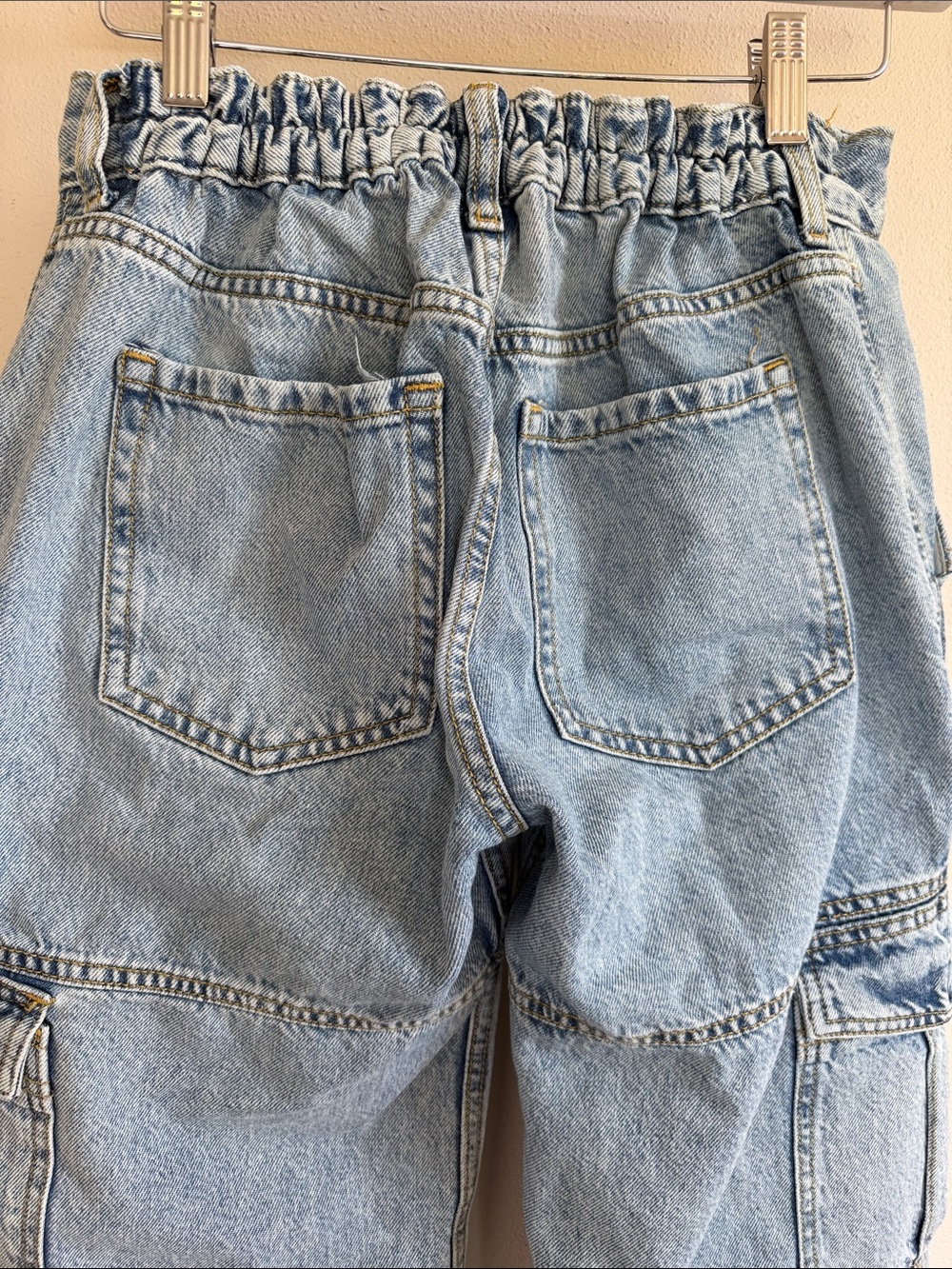 Aeropostale Light Blue Denim Cargo Pants - Men's S Baggy Cargo Y2K Retro Style - Picture 5 of 12